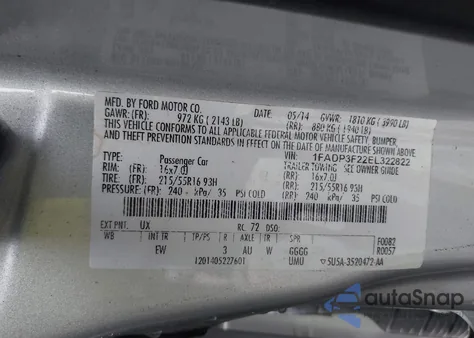 2014 Ford Focus Se из США, поврежденный, VIN 1FADP3F22EL322822